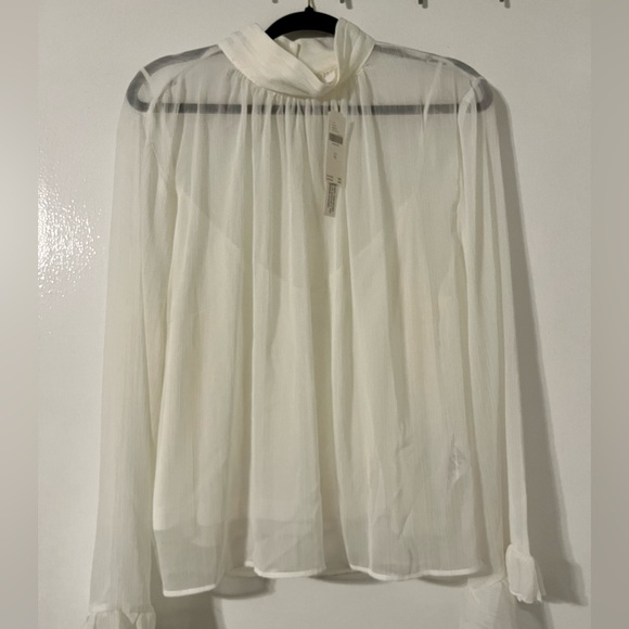 Anthropologie White Sheer Blouse - Picture 4 of 6